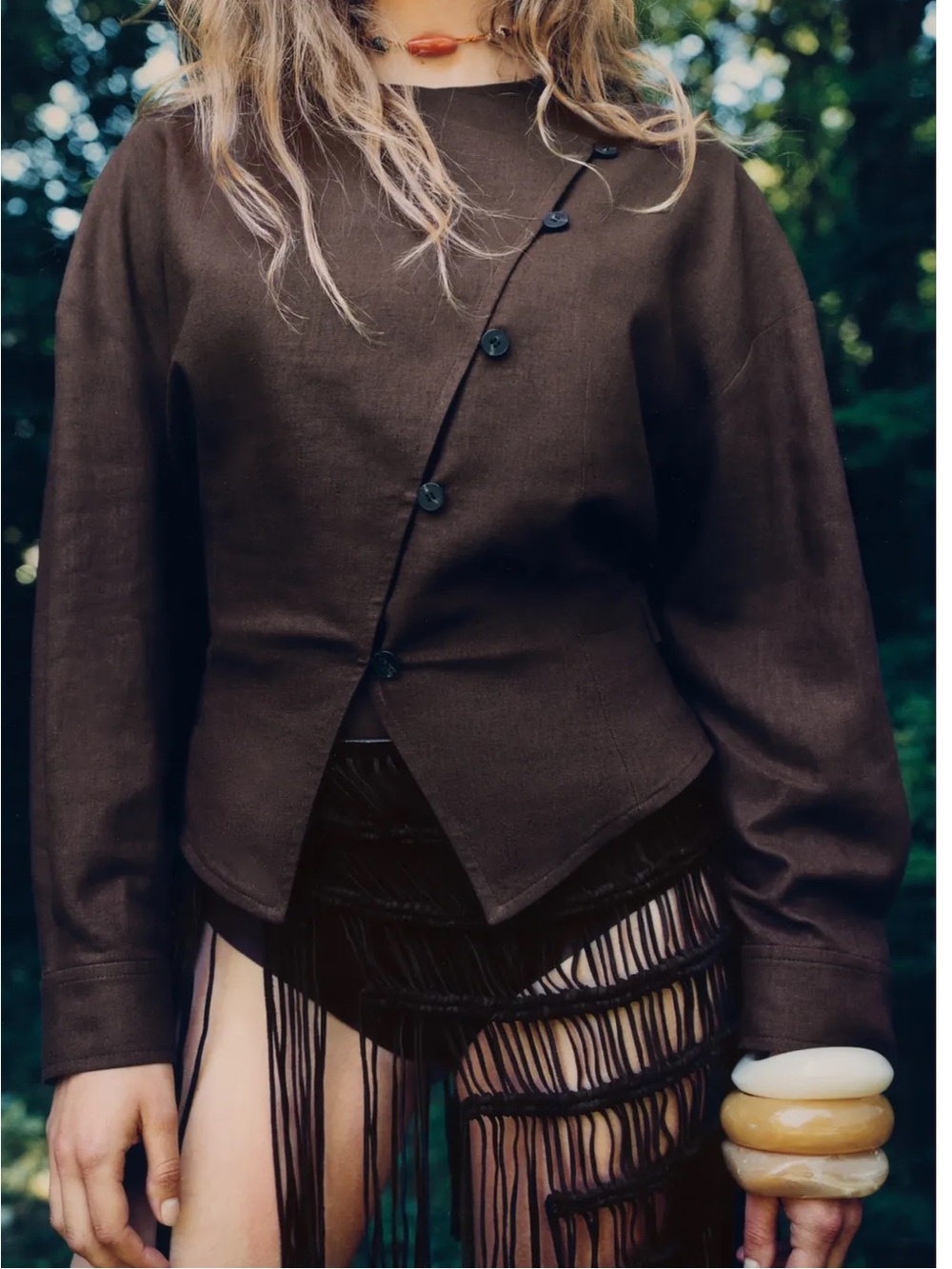 Zara leather crochet belt
